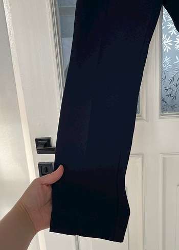 Lacivert Pilili Kadın Kumaş Pantolon - Görsel 2