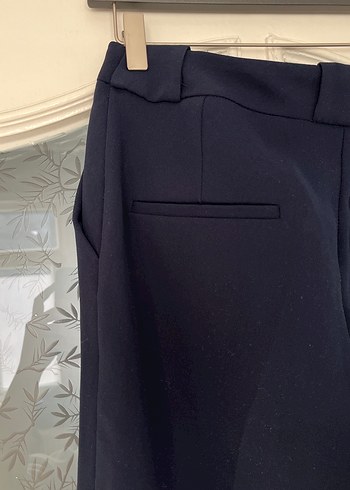 Lacivert Pilili Kadın Kumaş Pantolon - Görsel 8