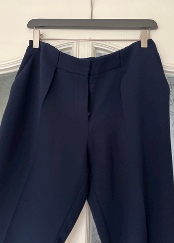 Lacivert Pilili Kadın Kumaş Pantolon - Görsel 3