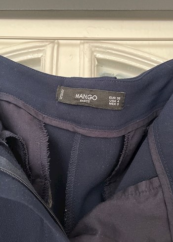 Lacivert Pilili Kadın Kumaş Pantolon - Görsel 6