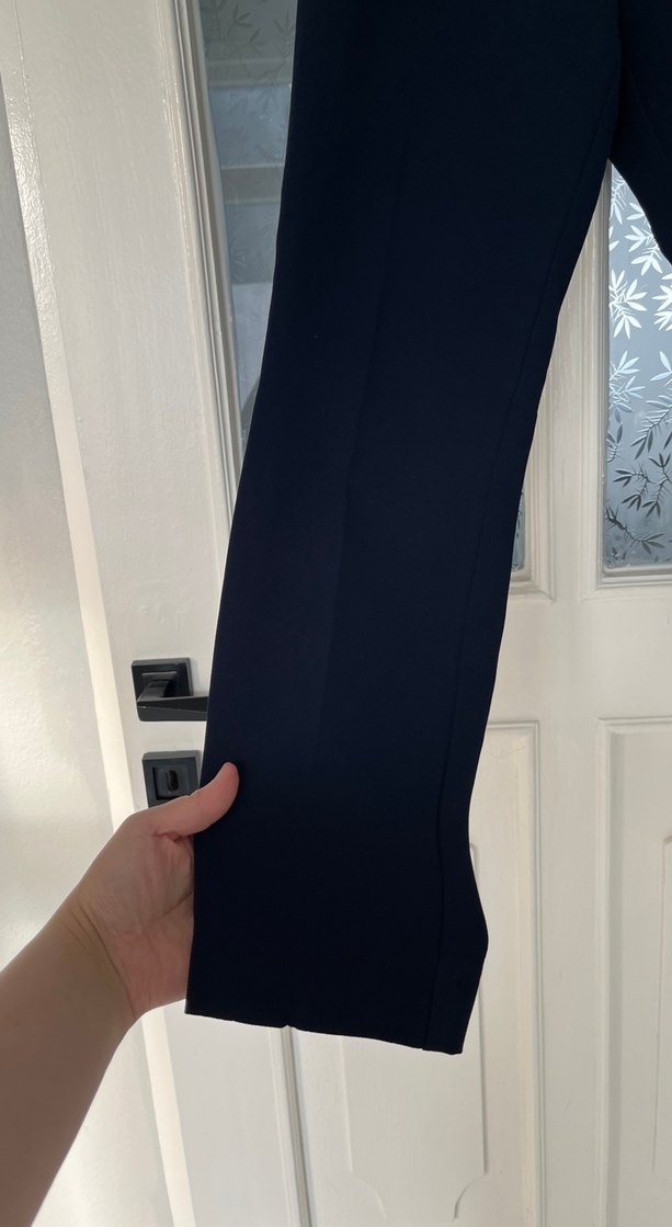 Lacivert Pilili Kadın Kumaş Pantolon - Görsel 2