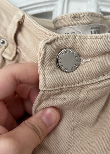 Bej Kadın Denim Pantolon Regular Fit topshop - Görsel 4