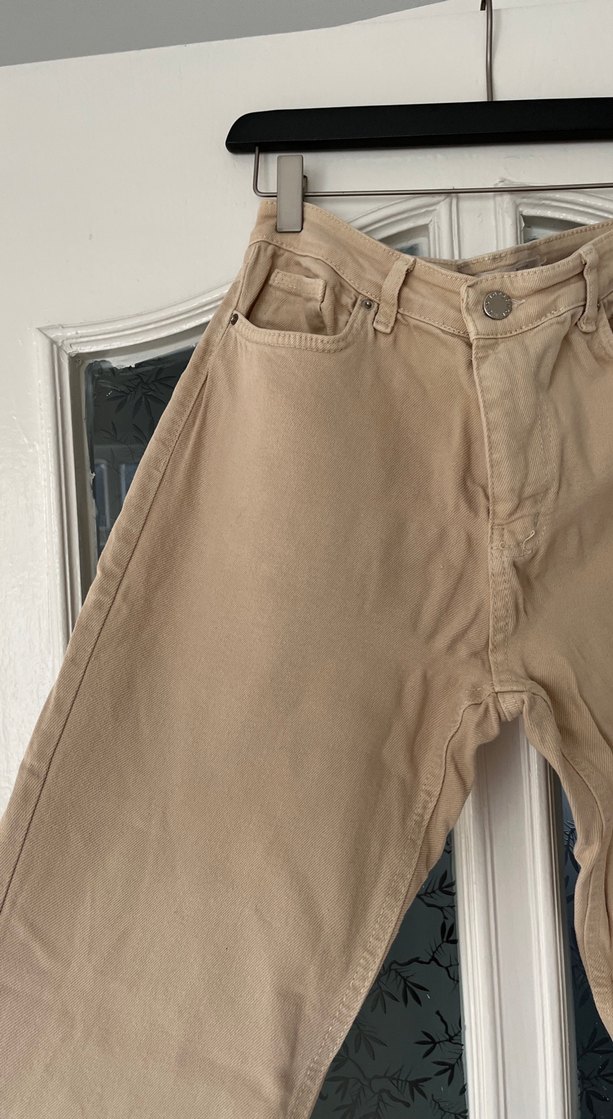 Bej Kadın Denim Pantolon Regular Fit topshop - Görsel 3