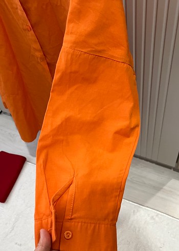 Turuncu Düğmeli Keten Gömlek - Görsel 3