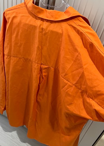 Turuncu Düğmeli Keten Gömlek - Görsel 9