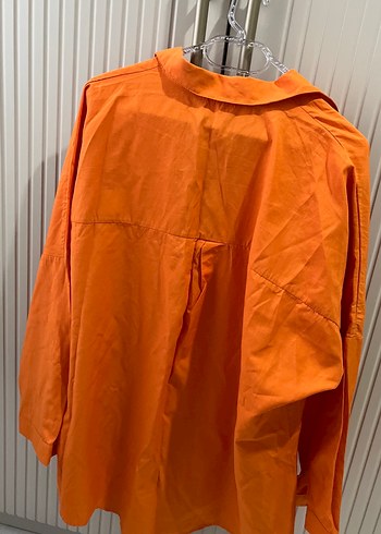 Turuncu Düğmeli Keten Gömlek - Görsel 8