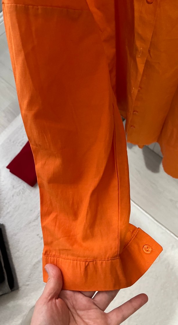 Turuncu Düğmeli Keten Gömlek - Görsel 5