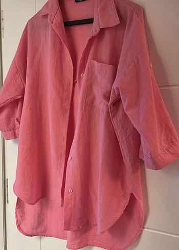 LC Waikiki Rahat Ve Sik Pembe Oversize Gomlek