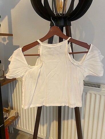 xs Beden Polyester omzu açık crop bluz