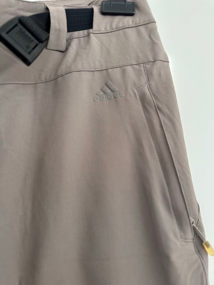 Bej Kemerli Kısa Bol Kesim Kadın Kumaş Pantolon - Görsel 2