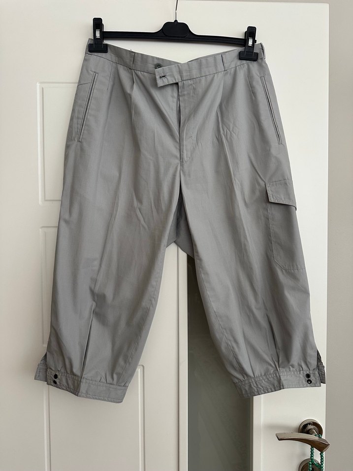 Gri Keten Kemerli Kısa Kadın Pantolon - Görsel 2