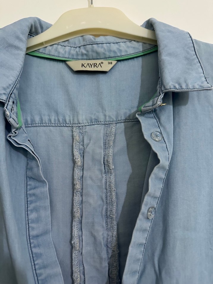 Düğmeli Mavi Denim Kadın Tunik - Görsel 3