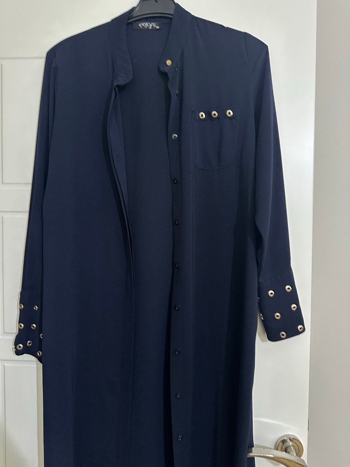 Siyah Uzun Kollu Düğmeli Kadın Elbise - Görsel 2