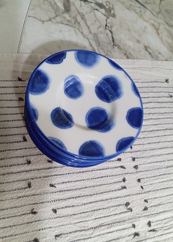 Mavi Noktalı Renkli Tabak Seti