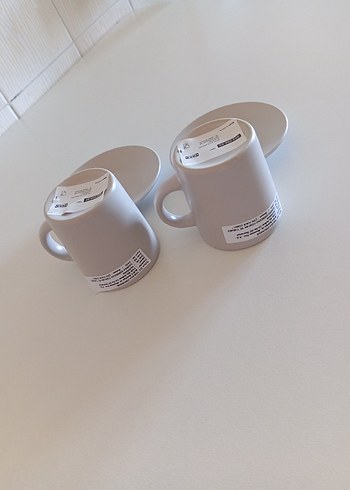  Beden Bej ve gri renkli seramik fincan seti