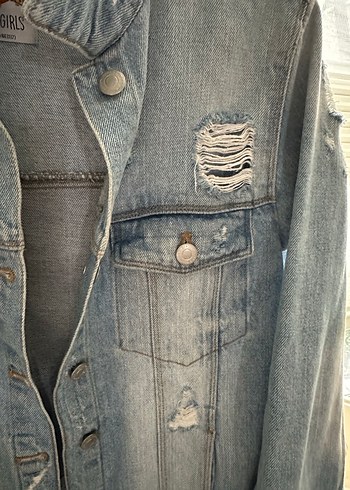 xs Beden gri Renk Zara Düğmeli Gri Kadın Denim Ceket
