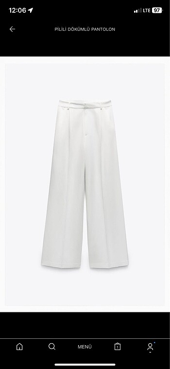 Zara beyaz keten wide leg pantolon