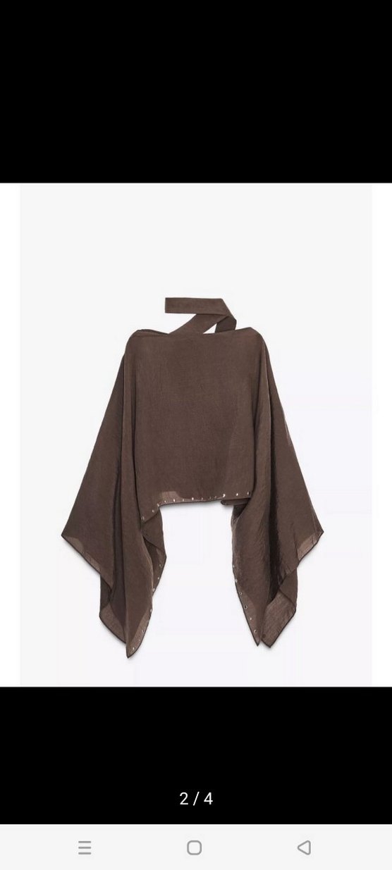 Kahverengi Keten Kadın Panço - Görsel 2
