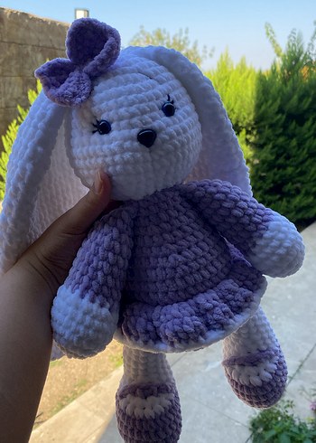 Beden Renk Mor Fiyonklu Peluş Tavşan Oyuncak