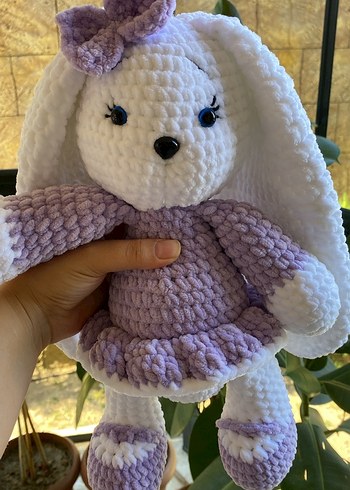Mor Fiyonklu Peluş Tavşan Oyuncak