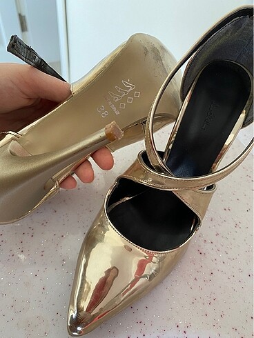 38 Beden altın Renk Gold Topuklu Ayakkabı
