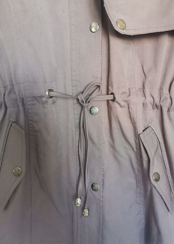 Bej Kemerli Midi  ince Mont ceket - Görsel 3