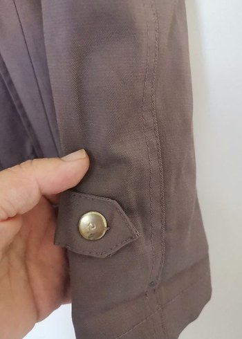 Bej Kemerli Midi  ince Mont ceket - Görsel 5