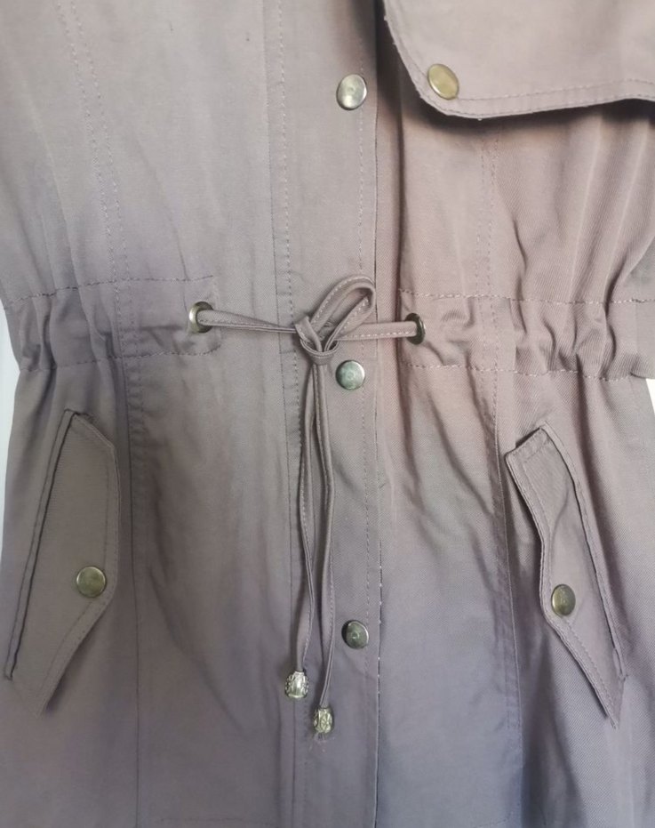 Bej Kemerli Midi  ince Mont ceket - Görsel 3