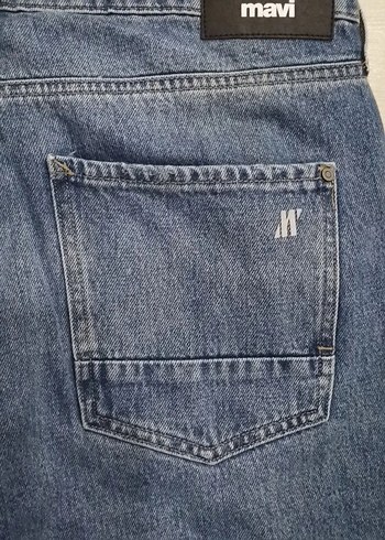 Kadın  Mavi Bol Kesim Denim Pantolon - Görsel 8