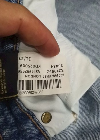 Kadın  Mavi Bol Kesim Denim Pantolon - Görsel 5