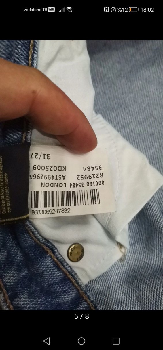 Kadın  Mavi Bol Kesim Denim Pantolon - Görsel 5