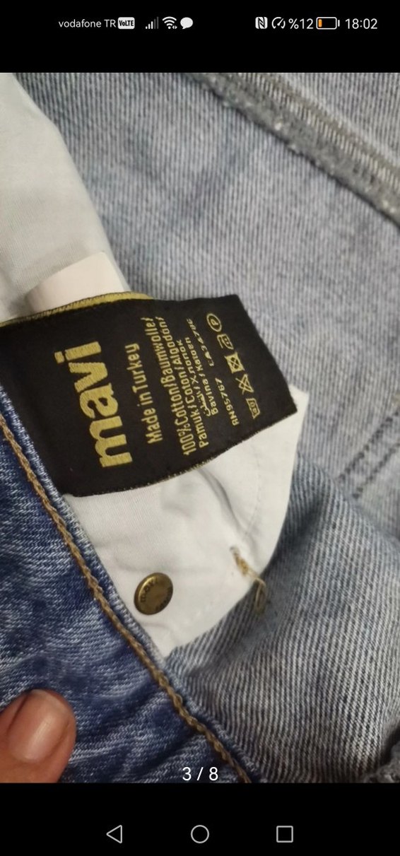 Kadın  Mavi Bol Kesim Denim Pantolon - Görsel 3