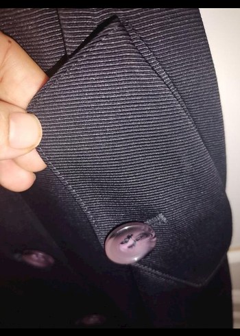 Düğmeli Siyah Uzun Kadın Kaban - Görsel 5