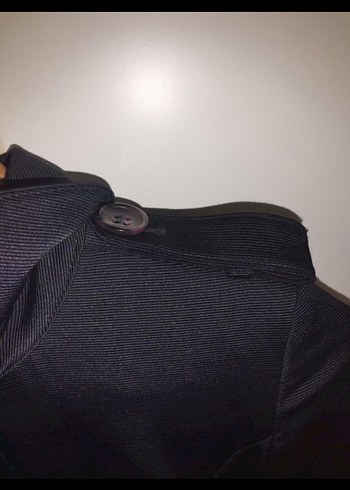 Düğmeli Siyah Uzun Kadın Kaban - Görsel 4