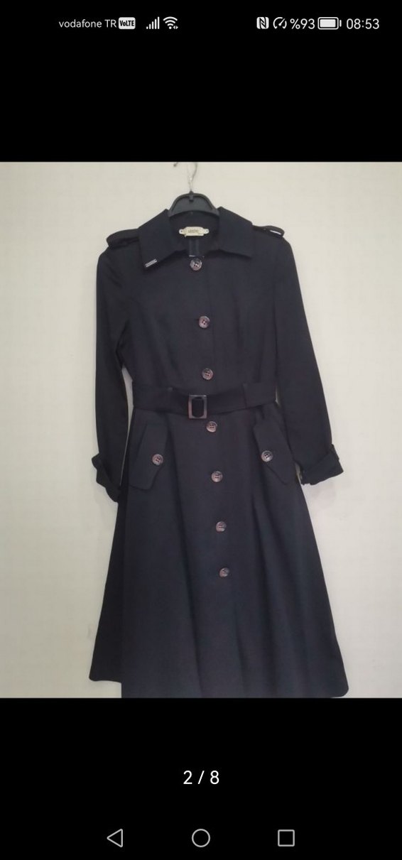 Düğmeli Siyah Uzun Kadın Kaban - Görsel 2