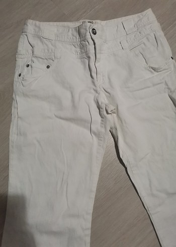 Beyaz Kadın Midi Denim Pantolon - Görsel 2