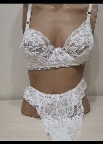 Beyaz Vintage Dantelli Mini Sütyen - Görsel 3