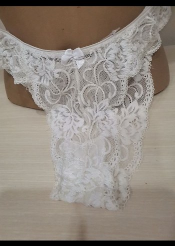 Beyaz Vintage Dantelli Mini Sütyen - Görsel 4