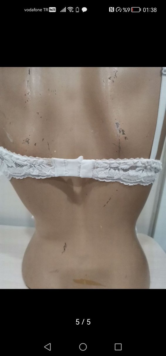 Beyaz Vintage Dantelli Mini Sütyen - Görsel 5