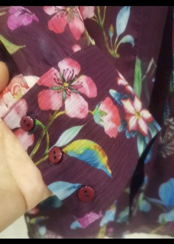 Uzun Kollu Mor Çiçekli Bohem Tunik - Görsel 4