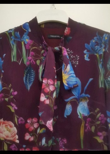 Uzun Kollu Mor Çiçekli Bohem Tunik - Görsel 2