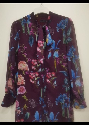 Uzun Kollu Mor Çiçekli Bohem Tunik - Görsel 8