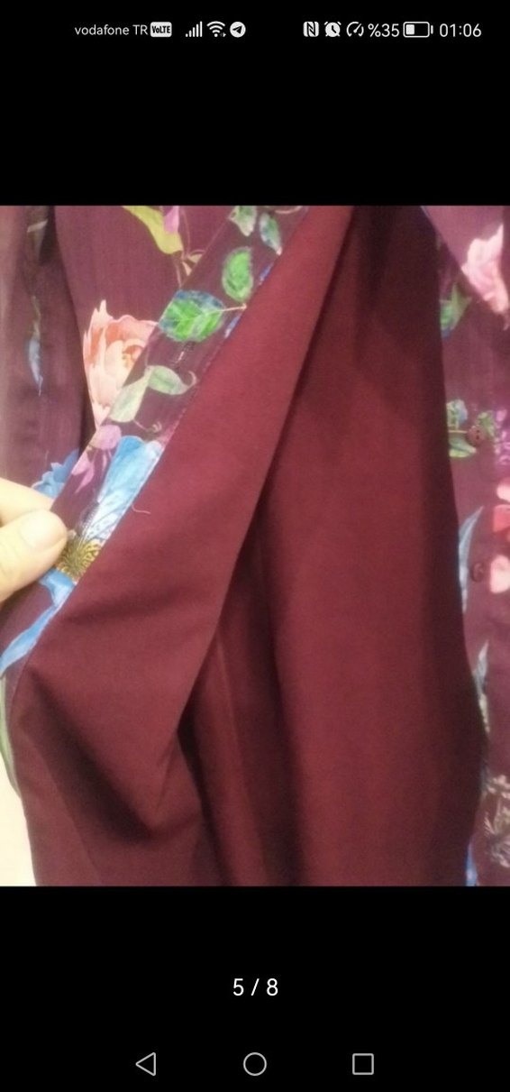 Uzun Kollu Mor Çiçekli Bohem Tunik - Görsel 5