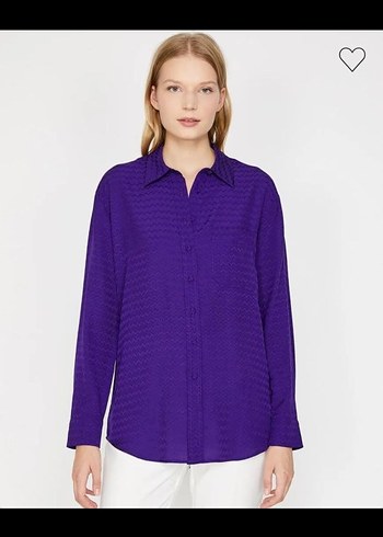Mor V Yaka Uzun Kollu Kadın Gömlek - Görsel 4