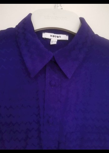 Mor V Yaka Uzun Kollu Kadın Gömlek - Görsel 2