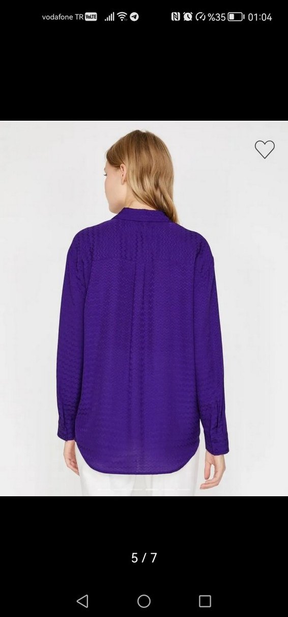 Mor V Yaka Uzun Kollu Kadın Gömlek - Görsel 5