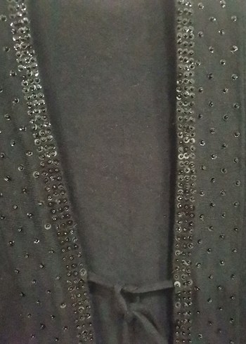 Boncuk İşlemeli Siyah Kadın Hırka - Görsel 3