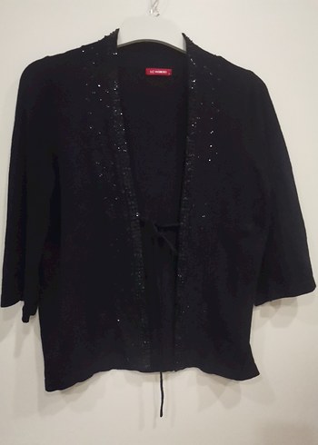 Boncuk İşlemeli Siyah Kadın Hırka - Görsel 2