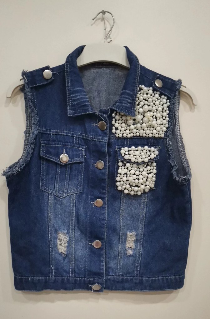 Çocuk  Mavi Kısa Kot Yelek ve Pantolon Takım - Görsel 4