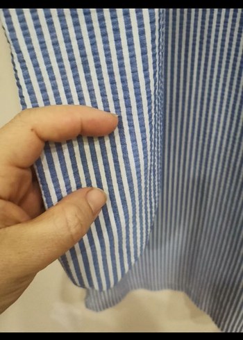 Mavi Çizgili Uzun Kollu Kadın Gömlek tunik - Görsel 6